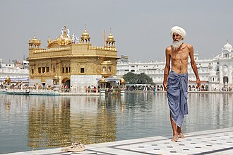 A Sikh pilgrim at the Golden Temple in Amritsar